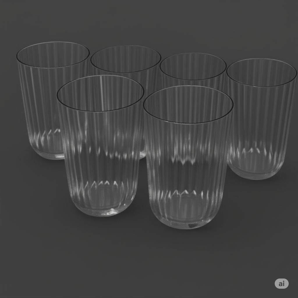 Ribbed Plastic Tumblers Set of 4 & 6, Fluted Drinking Glasses, Shatterproof & Reusable Cups for Outdoor & Everyday Use