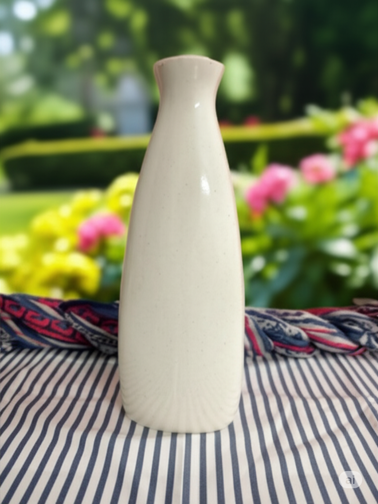 Modern Ceramic Vase, 8.6 Inch Minimalist Tabletop Flower Vase, Single Stem Planter, White Decorative Accent, 22cm Height