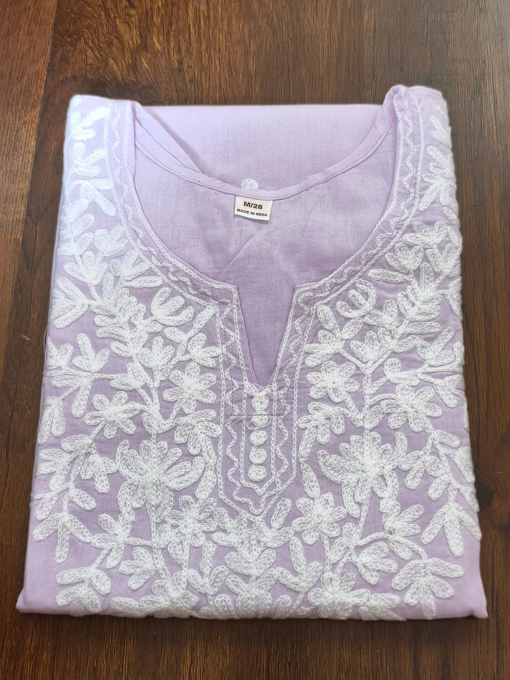 ShreeJi Deals™ Women's Lavender Cotton Embroidered Kurti | Pure Cotton | Casual & Festive Wear | Sizes XS to L