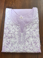 ShreeJi Deals™ Women's Lavender Cotton Embroidered Kurti | Pure Cotton | Casual & Festive Wear | Sizes XS to L
