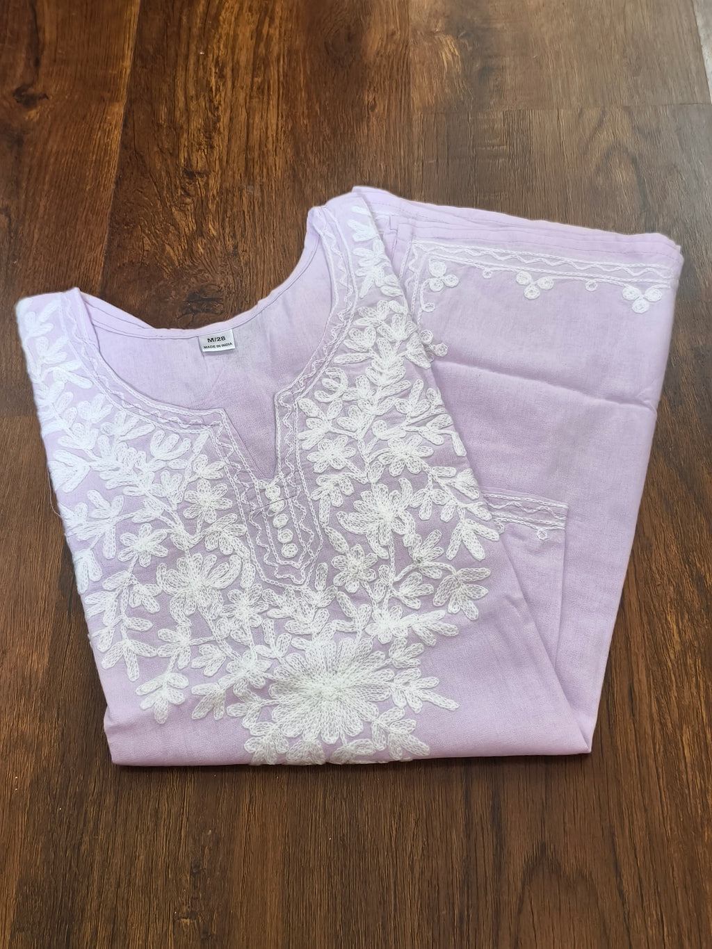 ShreeJi Deals™ Women's Lavender Cotton Embroidered Kurti | Pure Cotton | Casual & Festive Wear | Sizes XS to L