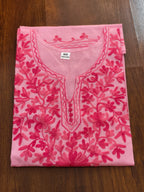 ShreeJi Deals™ Women's Light Pink Pure Cotton Embroidered Kurti | Straight Fit Ethnic Tunic | Comfortable Summer Wear for Office & Daily Use