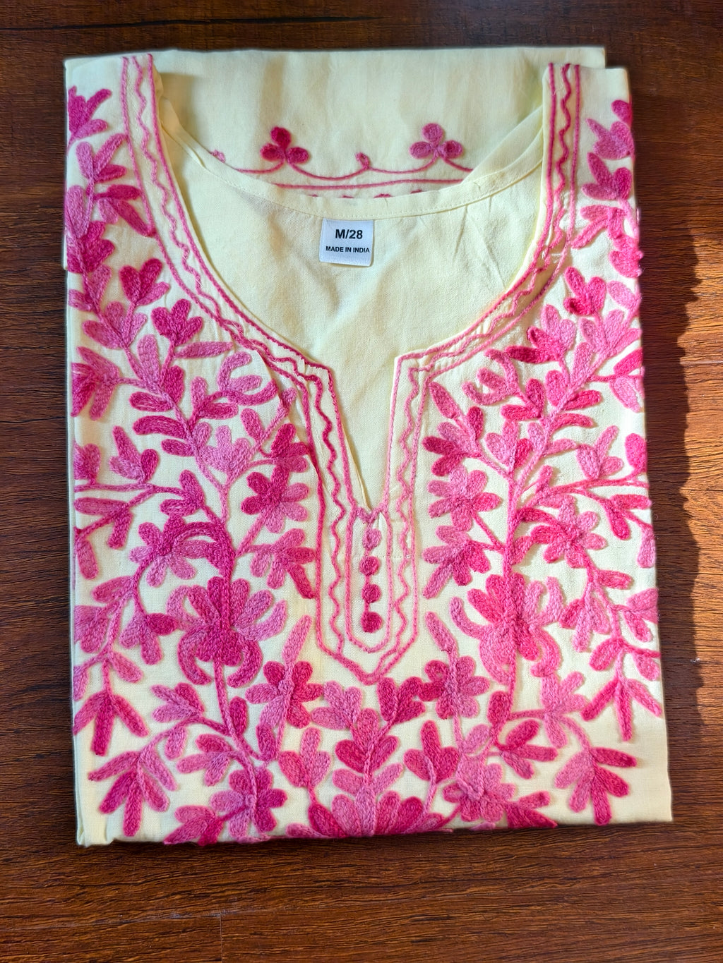 ShreeJi Deals™ Women's Yellow Cotton Embroidered Kurti | Ethnic Floral Tunic for Daily & Office Wear | Soft & Breathable Fabric