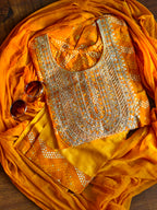 ShreeJi Deals™ Yellow Bandhani Gota Patti Suit Set – 3 Piece Ethnic Wear with Dupatta