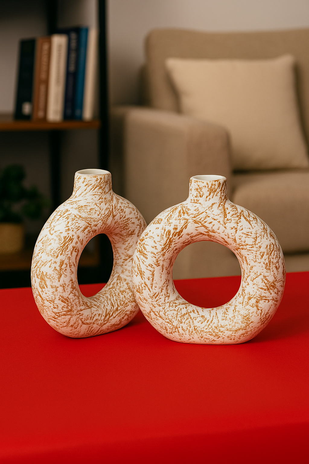 ShreeJi Deals™ Donut Shape Ceramic Vases | Pack of 2