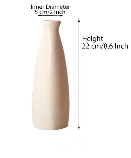 Modern Ceramic Vase, 8.6 Inch Minimalist Tabletop Flower Vase, Single Stem Planter, White Decorative Accent, 22cm Height