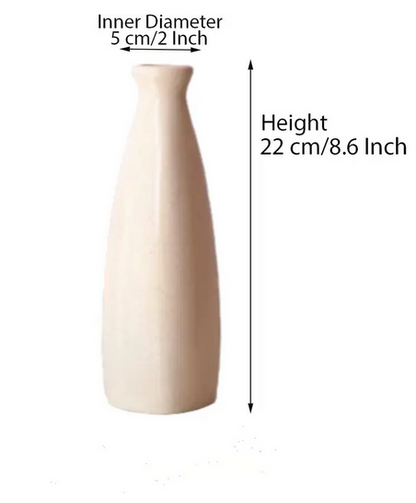 Modern Ceramic Vase, 8.6 Inch Minimalist Tabletop Flower Vase, Single Stem Planter, White Decorative Accent, 22cm Height