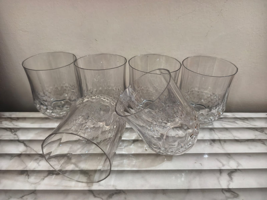 Elegant Whiskey Glasses Set of 4 & 6, Diamond-Cut Crystal Tumblers