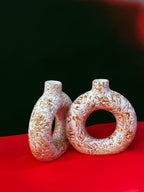 ShreeJi Deals™ Donut Shape Ceramic Vases | Pack of 2