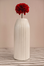 Modern Fluted Ceramic Vase, Speckled White