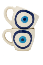 Evil Eye Ceramic Coffee Mugs (Set of 2), Nazar Boncuk Mug, Turkish Lucky Eye Protection Cups, Unique Spiritual Gift